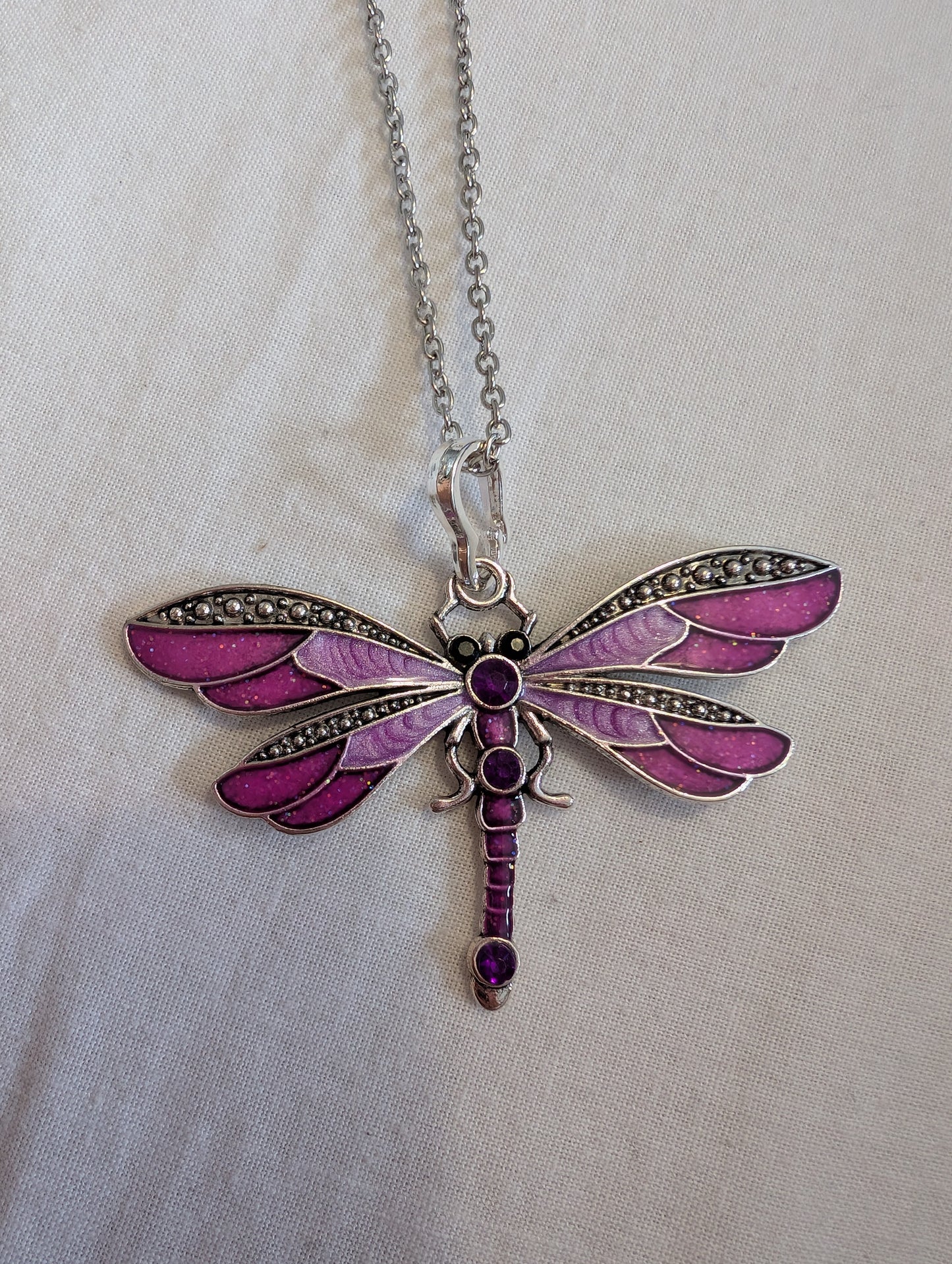 7 pink dragonfly sliver metal