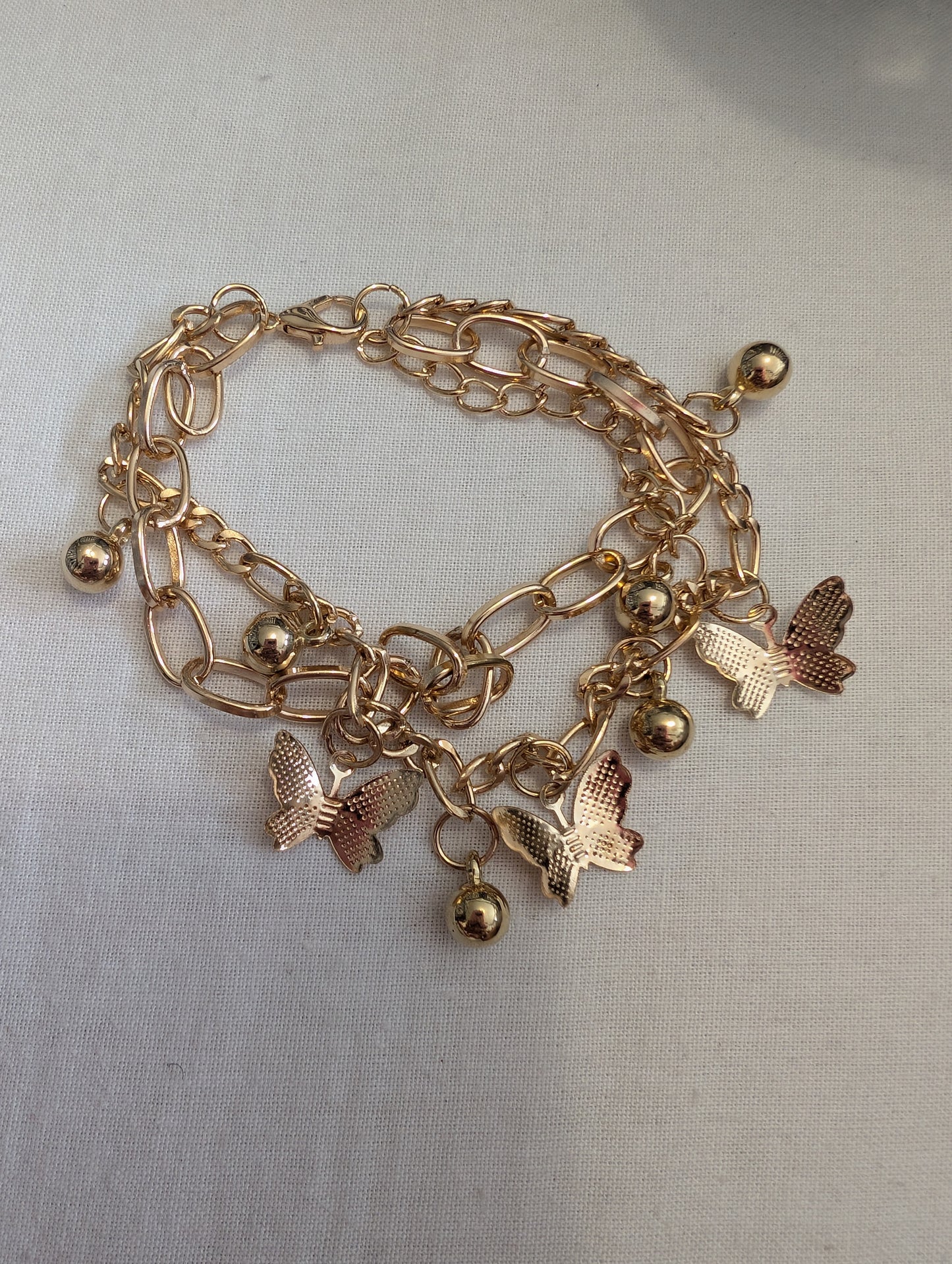2 gold butterfly bracelet
