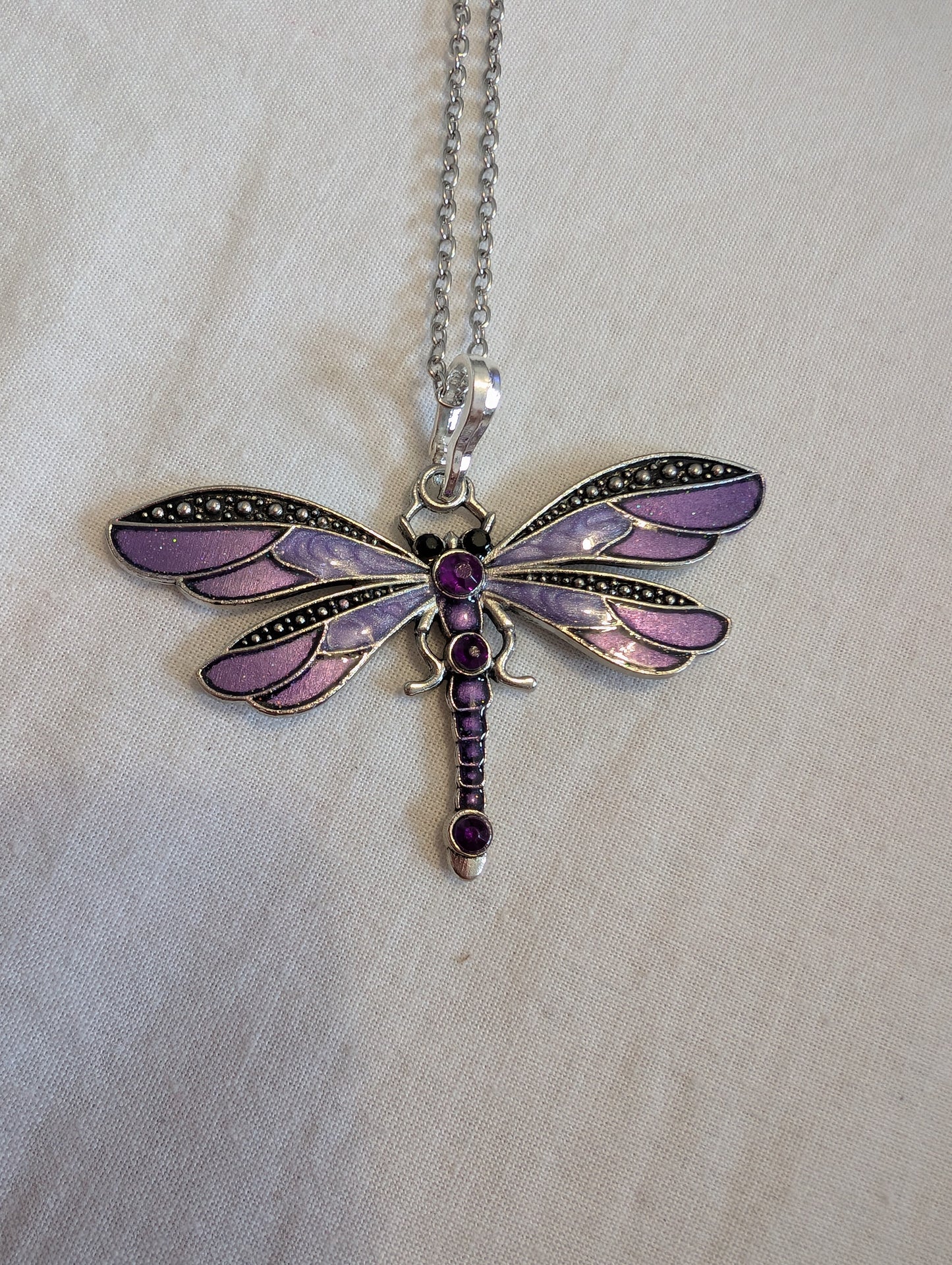 8 purple dragonfly sliver metal