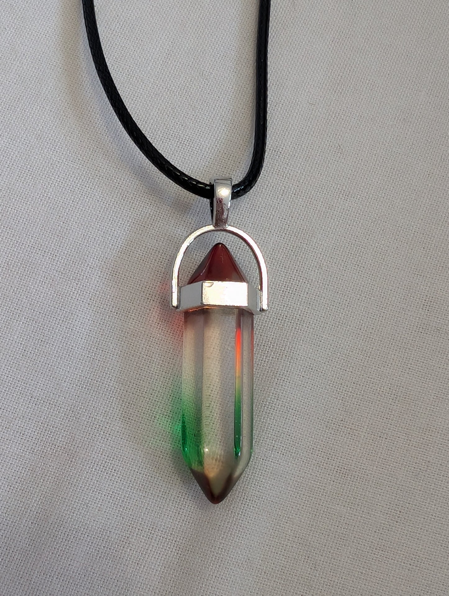 5 red/clear/green obra on black leatherette