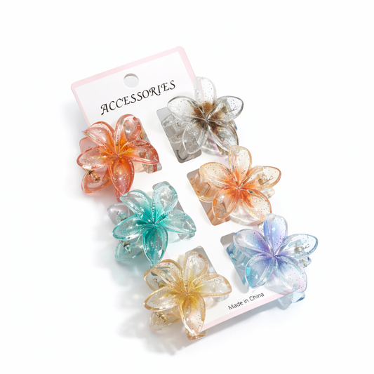 6 peise hair clip set glitter