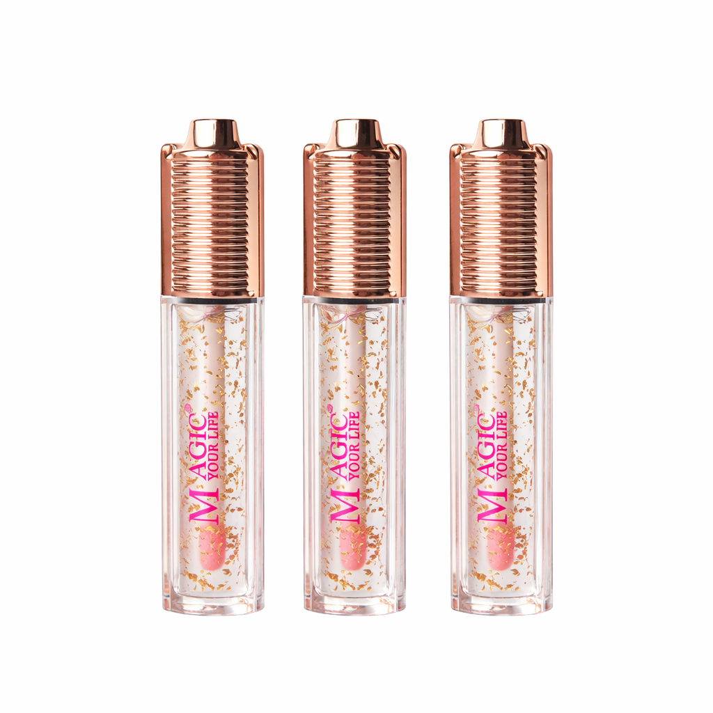 high class lip gloss with gold bits inside