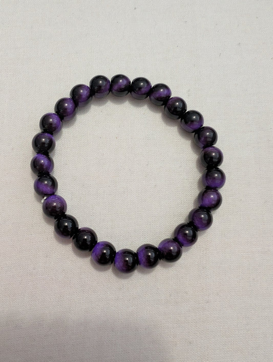4 purple/black 2 coulerd bead bracelet