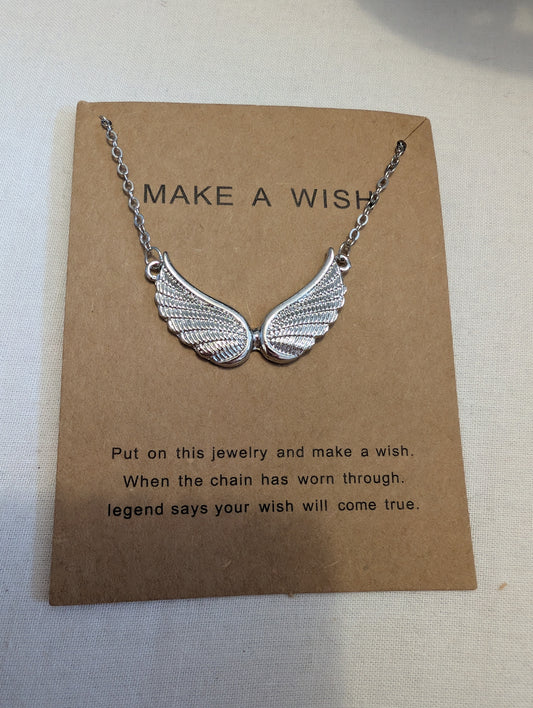 2 silver angle wing necklace meaning