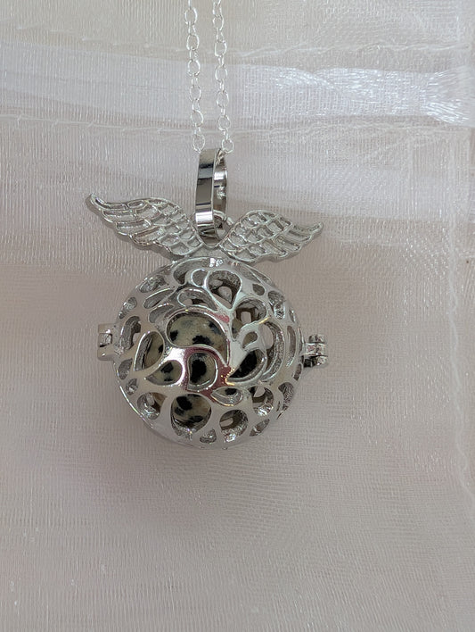 Angle wing Bola necklace with spotty gem stone
