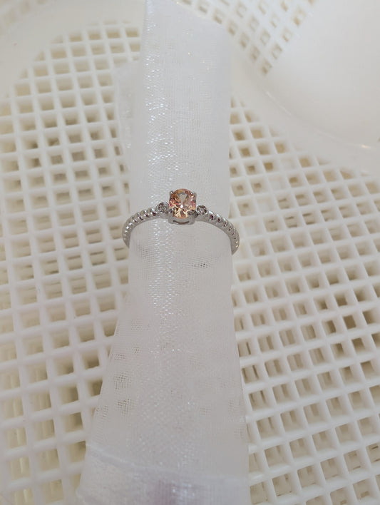 Sterling silver Peach simple gemstone ring