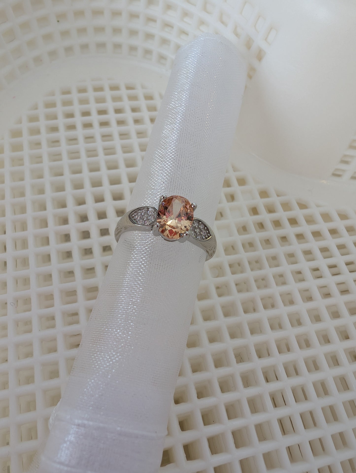 Sterling silver Peach glits and glam ring