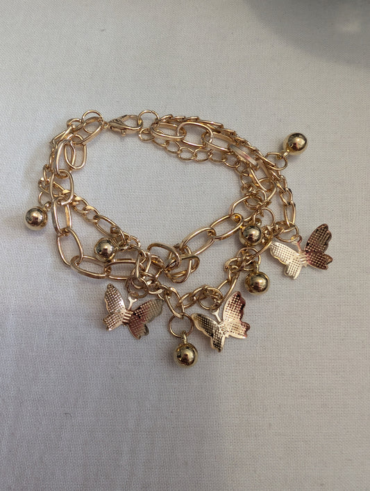 2 gold butterfly bracelet
