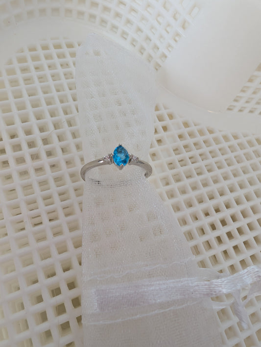 sterling silver Blue simple gemstone ring