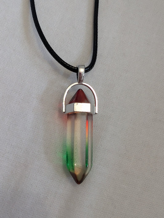 5 red/clear/green obra on black leatherette